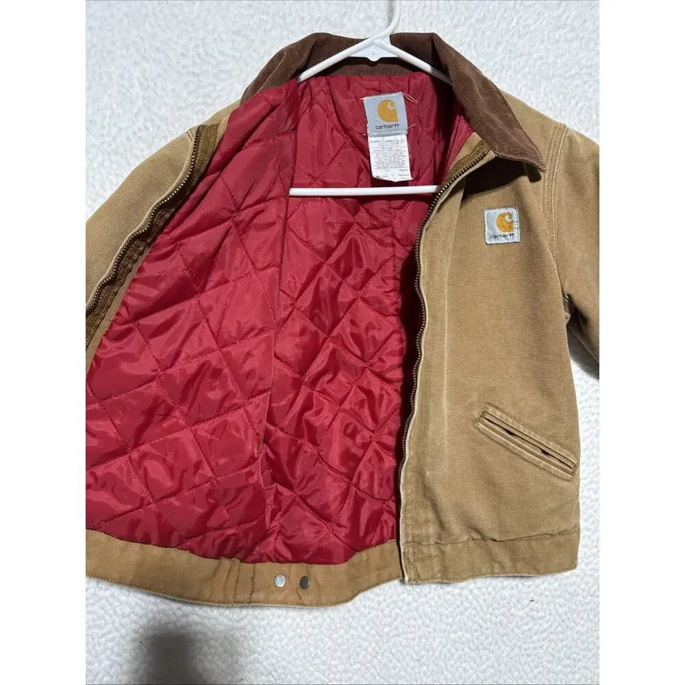 VTG Carhartt Detroit Quilted Lined Child Youth Boys Canvas Jacket Y20 10 USA